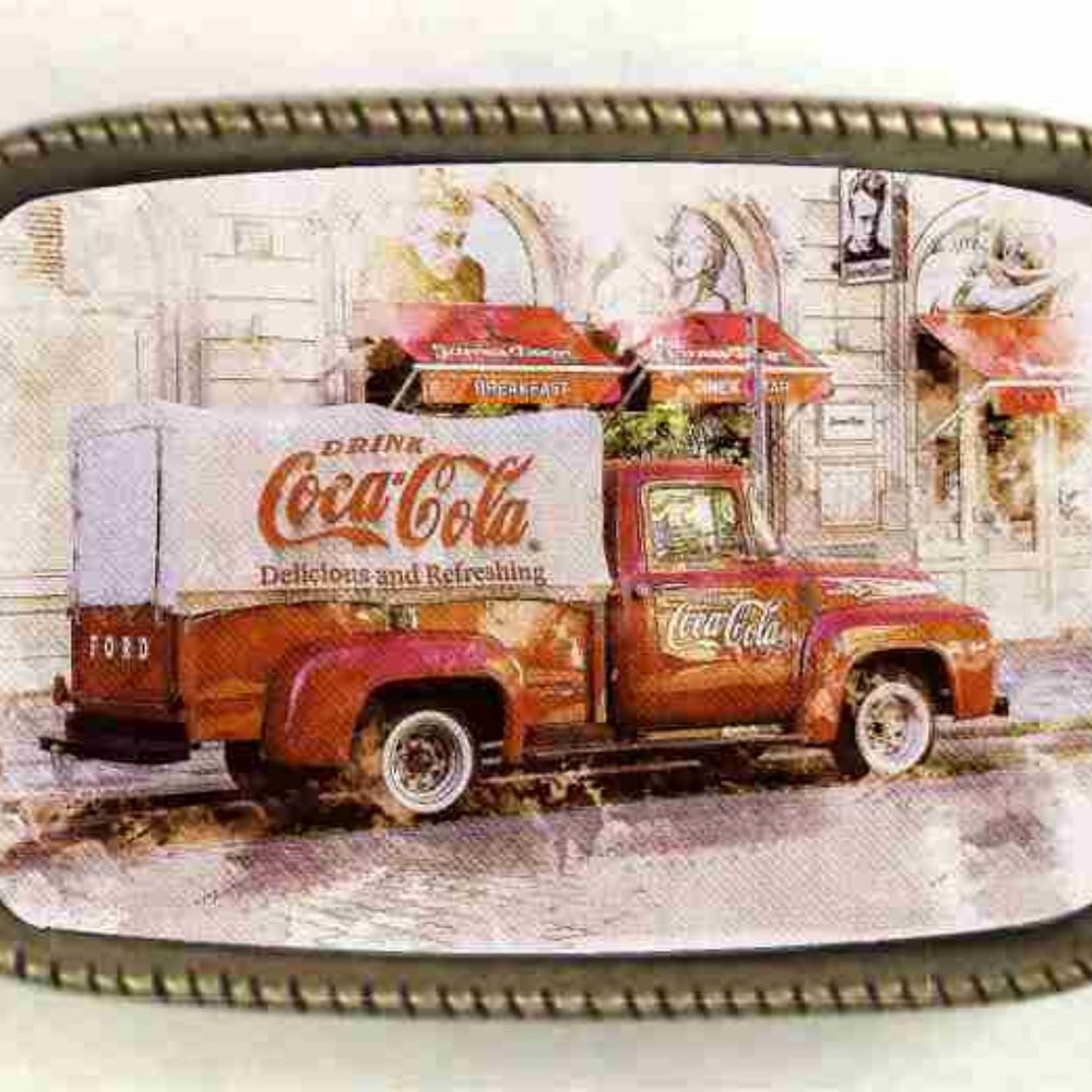 Vintage Coca Cola Truck  All Brassa Belt Buckle Fits Mens Belts to 1 1/2 Inches